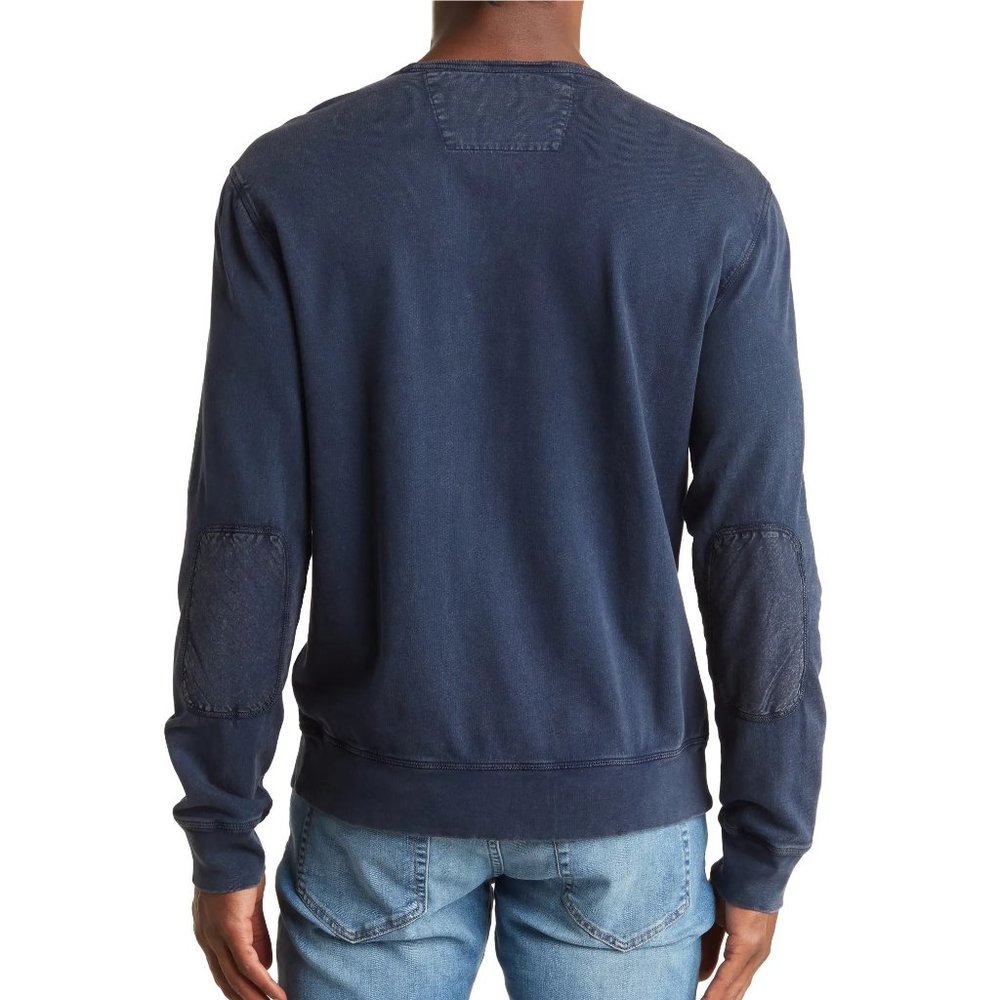 John Varvatos Men's Long Sleeve Darien Peace Sign Crew Sweatshirt Navy - Picture 2 of 5